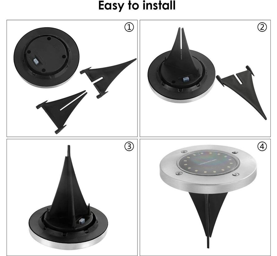 Spot solaire de jardin - 10 LED - 4 pièces - Energie solaire - Eclairage de façade - Spot de sol extérieur - Spot - Eclairage solaire de jardin - Etanche