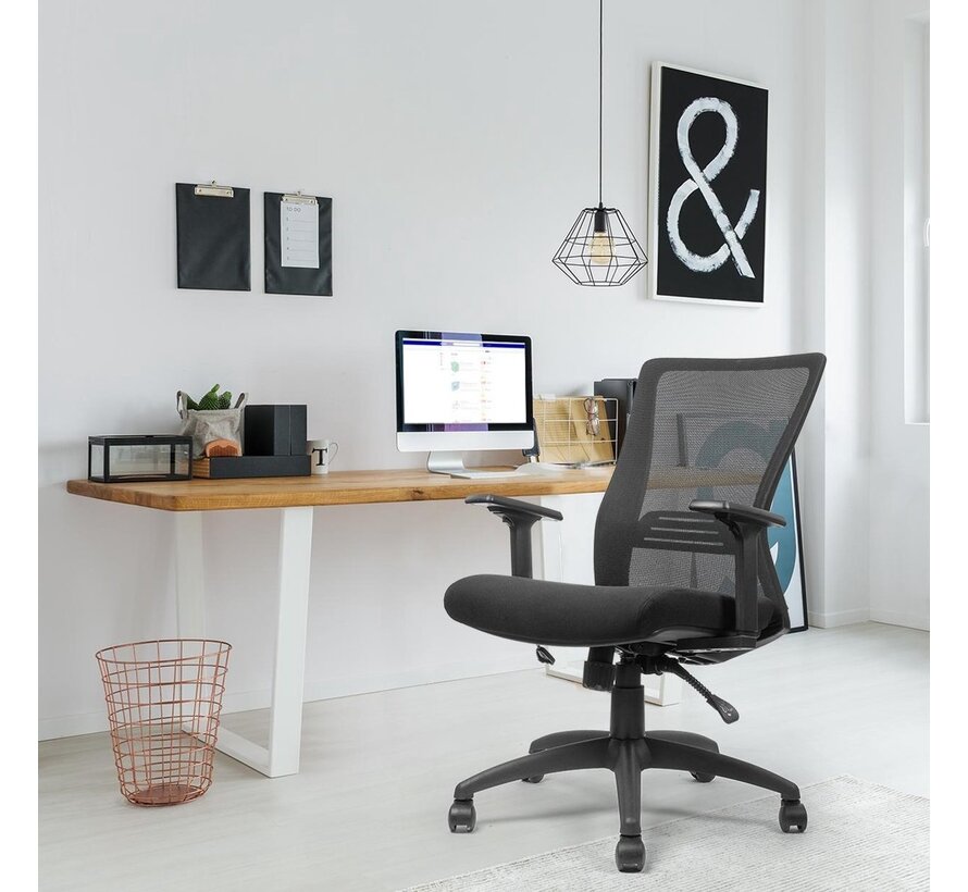 LifeGoods Ergonomic Office Chair - Chaise de bureau - Réglable - Adultes - Noir