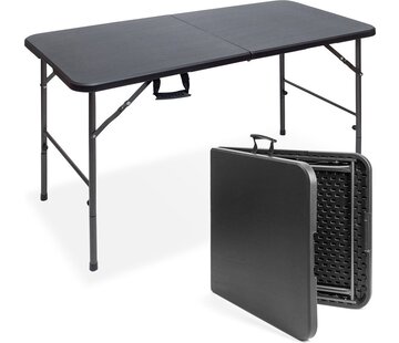 LifeGoods LifeGoods Table pliante - Table pliante - 60x120cm - Table pliante ajustable - Table de camping - Résistant aux intempéries - Noir