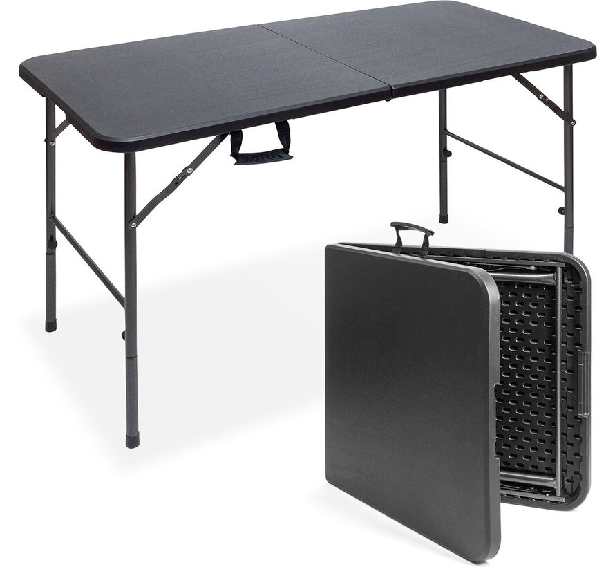 LifeGoods Table pliante - Table pliante - 60x120cm - Table pliante ajustable - Table de camping - Résistant aux intempéries - Noir