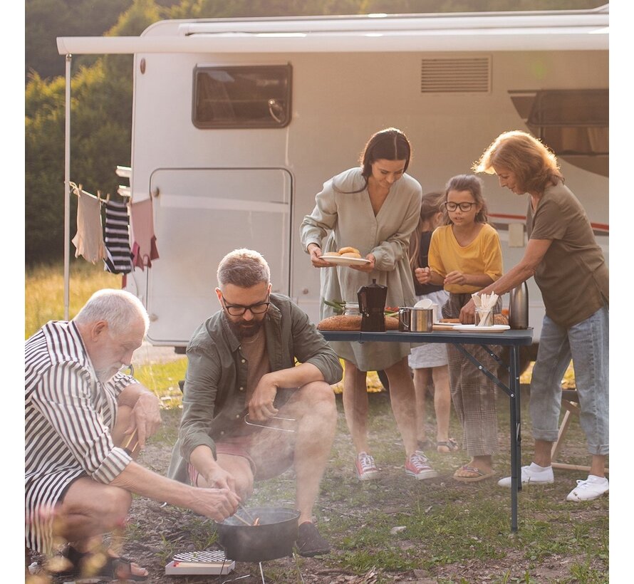 LifeGoods Table pliante - Table pliante - 60x120cm - Table pliante ajustable - Table de camping - Résistant aux intempéries - Noir