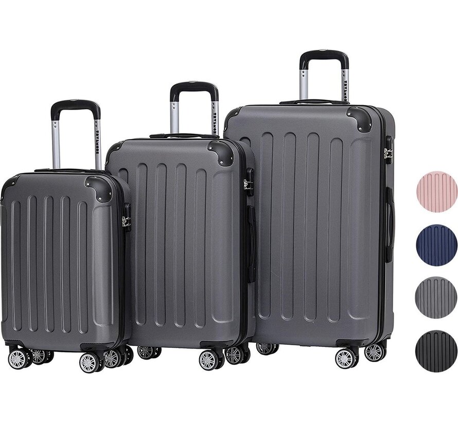 Set de valises TRVLMORE - 3 pièces - 38L + 70L + 110L - Gris foncé
