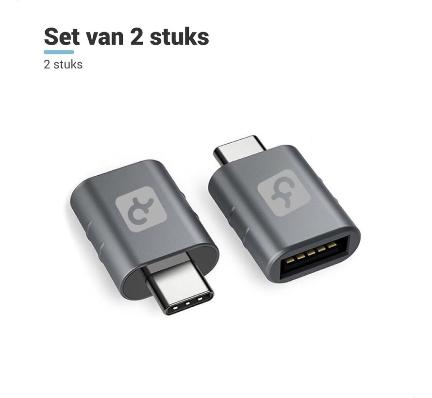 Teeco USB C vers USB A - 2 pièces - USB C vers USB A - USB 3.0 - 5Gps - Thunderbolt - USB - Convient pour clé USB, hub USB, hub USB c - Répartiteur USB - Aluminium - Gris spatial