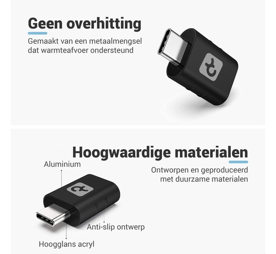 Teeco - USB C vers USB A - 2 pièces - USB C vers USB A - USB 3.0 - 5Gps - Thunderbolt - USB - Convient pour clé USB, hub USB, hub USB c et répartiteur USB - Aluminium - Noir