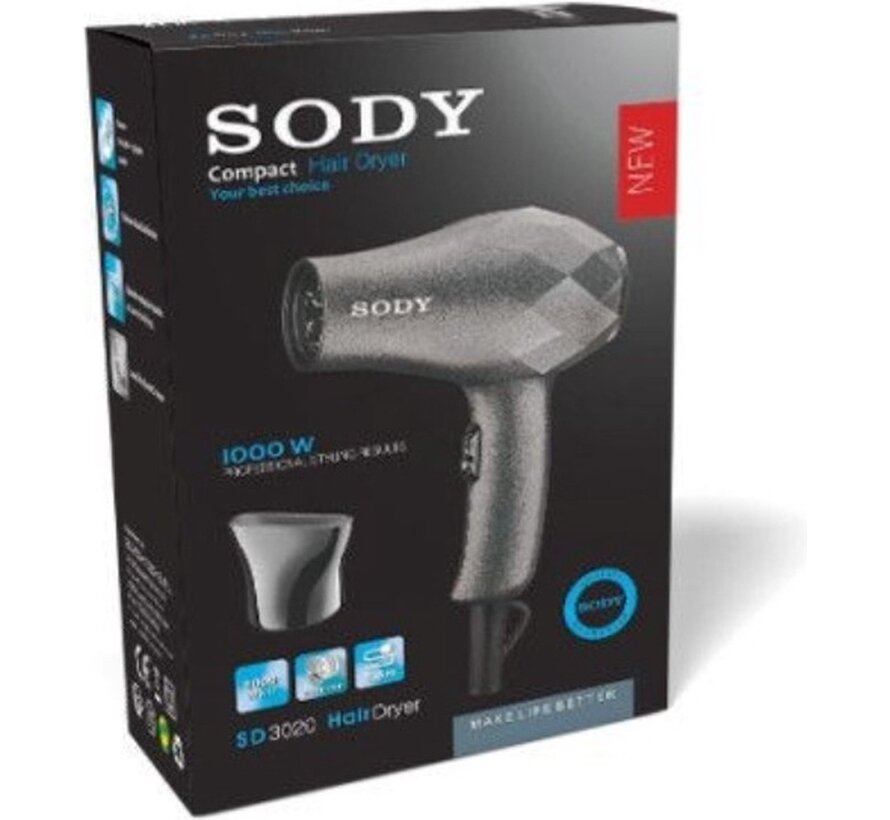 SODY - SD3020 - Mini sèche-cheveux - Gris -1100W