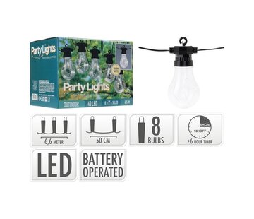 Party Lights Party Lights Garden Lights 40 LEDs 8 bulbs - 6.6m - Alimenté par piles