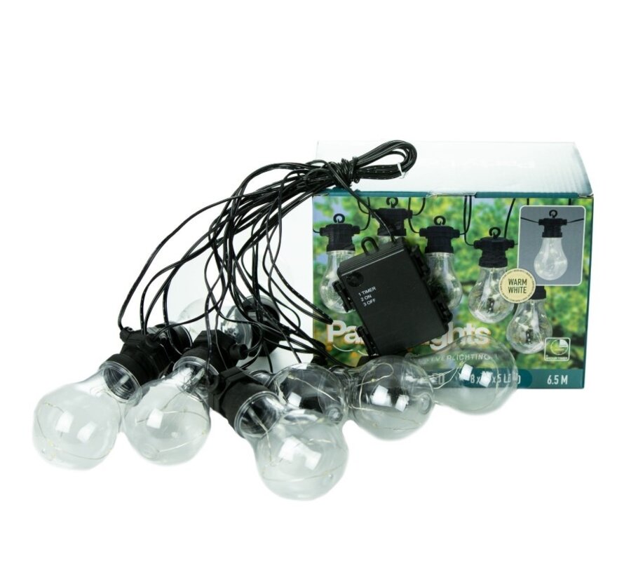 Party Lights Garden Lights 40 LEDs 8 bulbs - 6.6m - Alimenté par piles