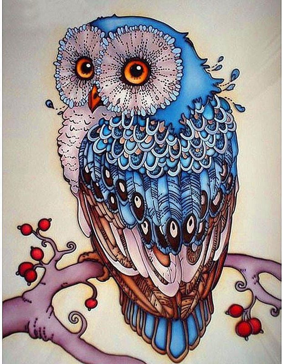 Peinture Diamantée - Hibou - 25 x 30 cm