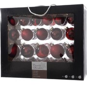 Ksd Decoris | Set de boules de Noël | Verre | Oxblood | 42 pièces