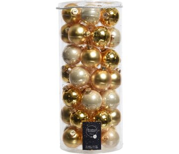 Kaemingk Paquet de boules de Noël 49x boules en verre perlé/doré 6 cm - brillant et mat - décorations de Noël