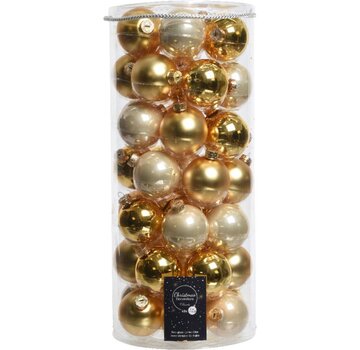 Kaemingk Paquet de boules de Noël 49x boules en verre perlé/doré 6 cm - brillant et mat - décorations de Noël