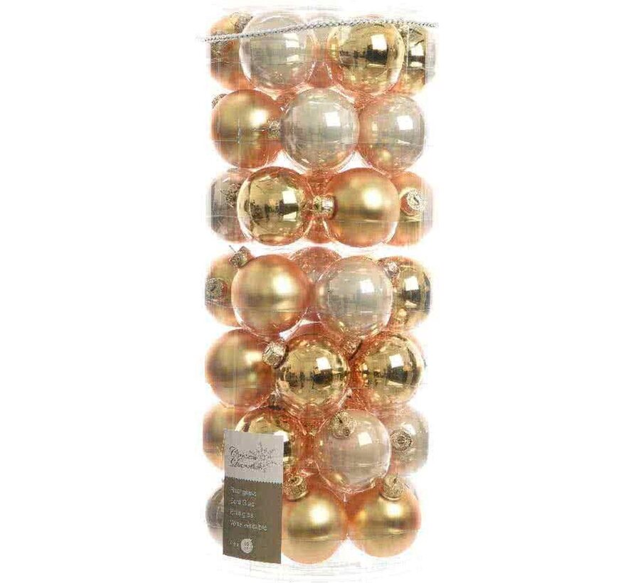 Paquet de boules de Noël 49x boules en verre perlé/doré 6 cm - brillant et mat - décorations de Noël