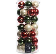 Kaemingk Mélange de boules de Noël Decosis - 49 pièces - ø 6cm - Verre - Rouge Vert