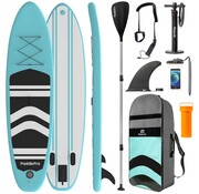 LifeGoods LifeGoods SUP Board - Inflatable Paddle Board - Set complet - Max. 135KG - 320x81cm - Vert menthe/Noir