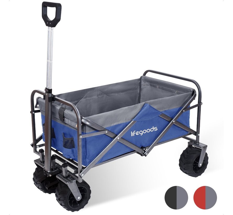 LifeGoods Wagon - pliable - jusqu'à 80KG - 94L - polyester lavable - 98x45cm - bleu/gris