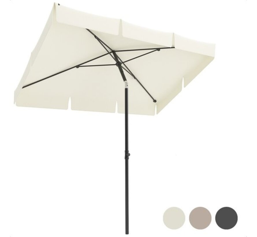 LifeGoods Parasol - 200x125cm - 30° inclinable - imperméable - avec housse - Crème