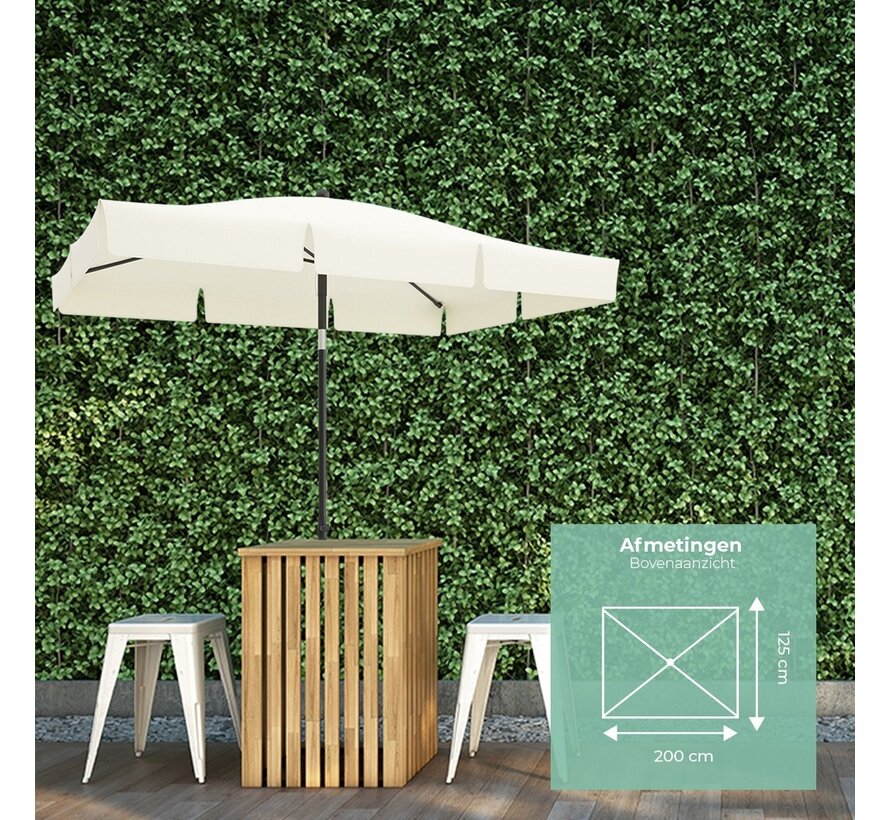 LifeGoods Parasol - 200x125cm - 30° inclinable - imperméable - avec housse - Crème