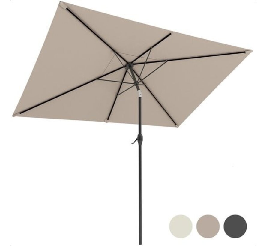 LifeGoods Parasol - 270x180cm - 30° inclinable - imperméable - avec housse - Taupe