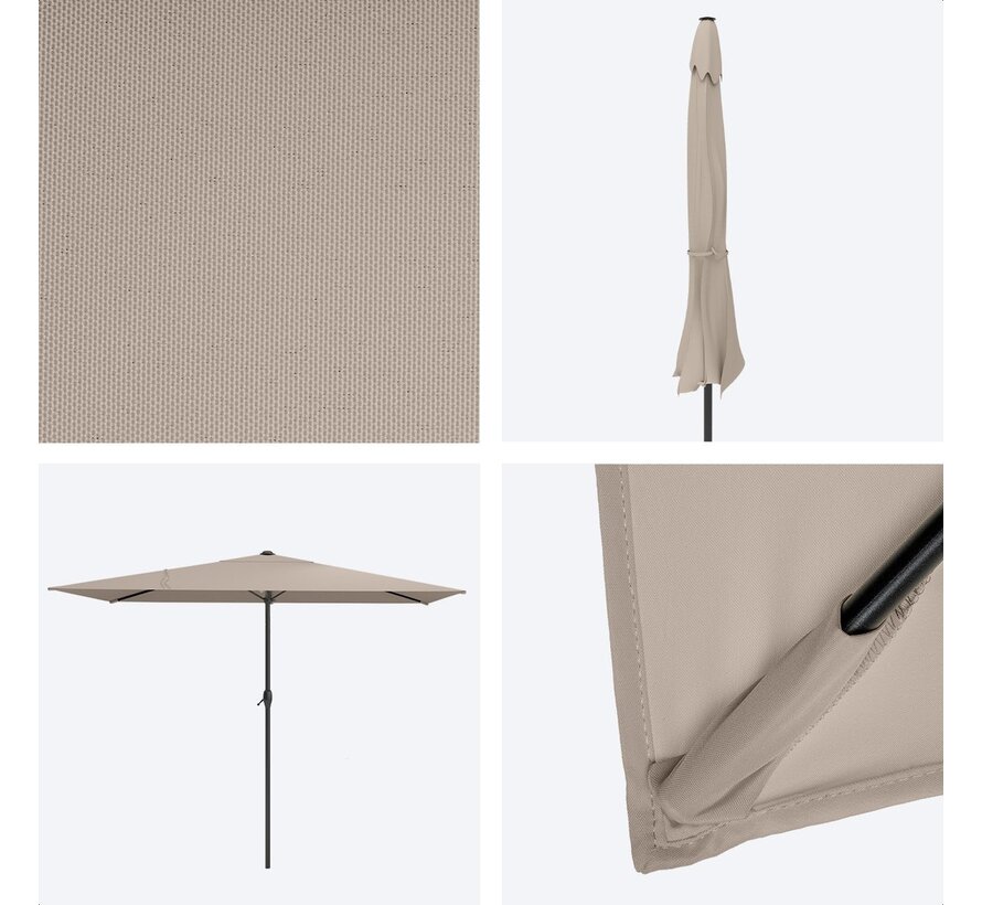 LifeGoods Parasol - 270x180cm - 30° inclinable - imperméable - avec housse - Taupe