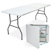 LifeGoods Table de camping pliante et ajustable - LifeGoods - 70x180cm - Blanc