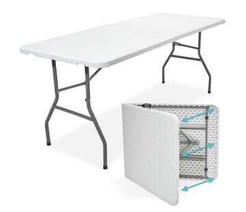 LifeGoods Table de camping pliante et ajustable - LifeGoods - 70x180cm - Blanc