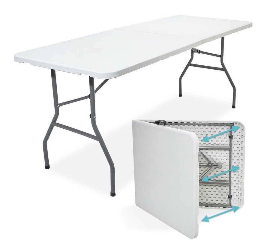 Table de camping pliante et ajustable - LifeGoods - 70x180cm - Blanc