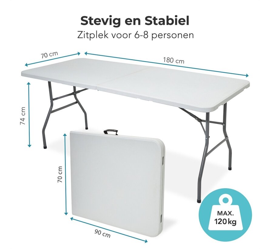 Table de camping pliante et ajustable - LifeGoods - 70x180cm - Blanc