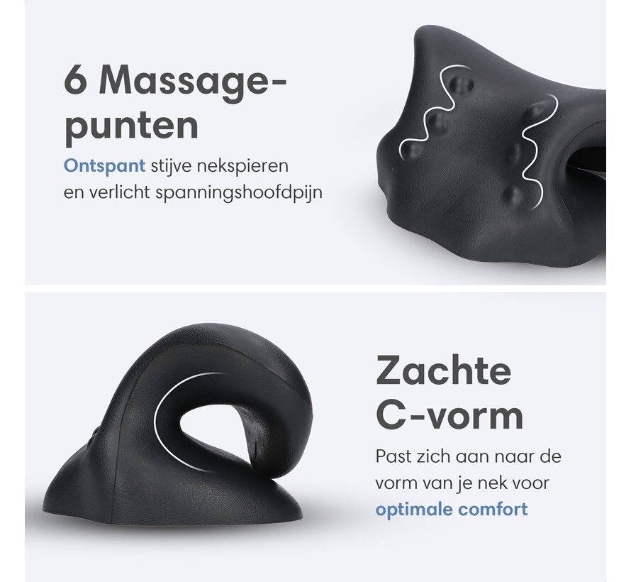 Lifeproducts - Coussin de massage - Appareil de massage cervical - Coussin de massage Shiatsu - Coussin pour les douleurs cervicales - Stretcher cervical - Noir