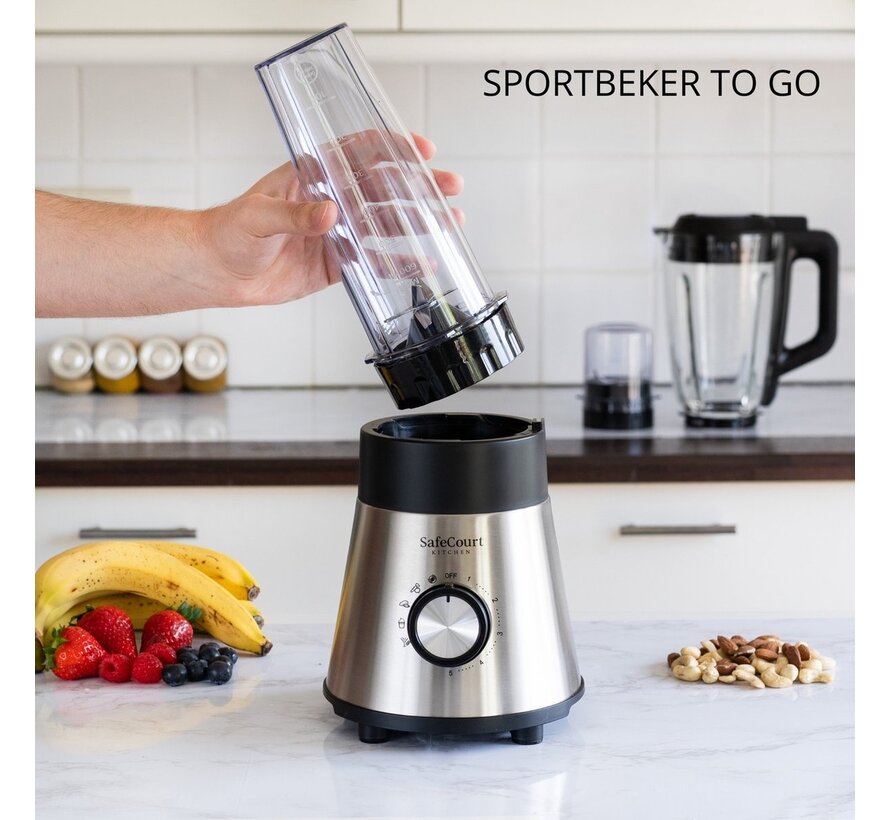 Safecourt Kitchen HB100 - Blender puissant Smoothie - 1000W - 1.5L