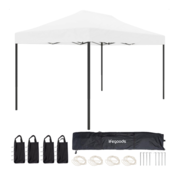 LifeGoods Tentes de fête - Pavillon - LifeGoods - 3x4.5 m - Facile à monter - Pliable - Imperméable - Sac de transport à roulettes - Blanc
