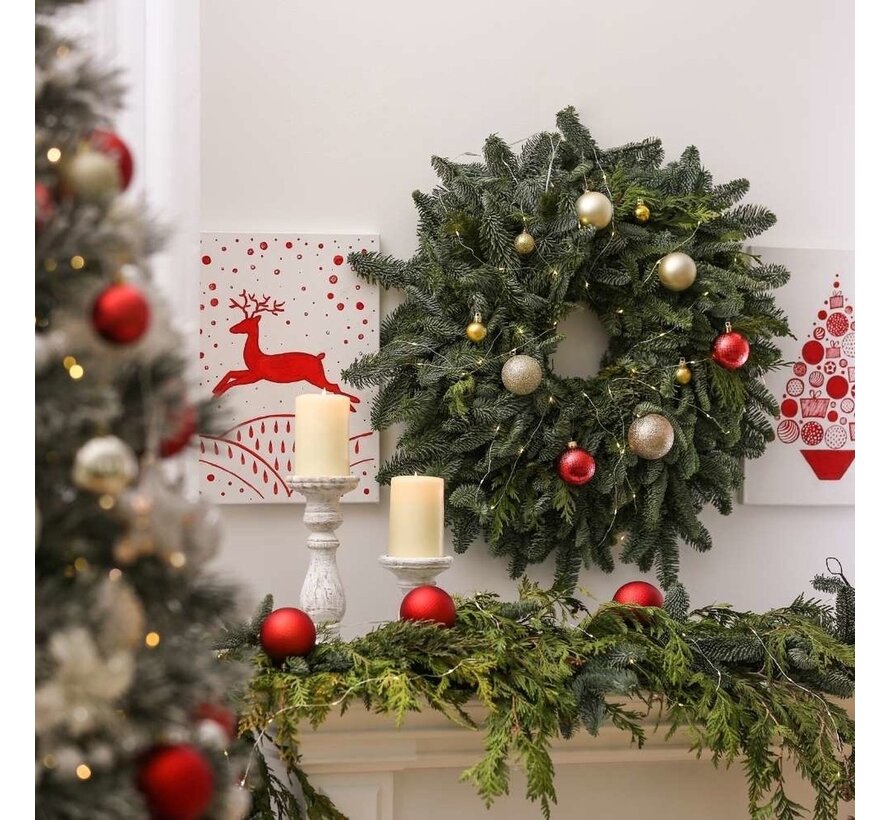 Decoris Boules de Noël en verre - Décoration d'arbre de Noël - Ø5-7 cm Rouge 42 pièces