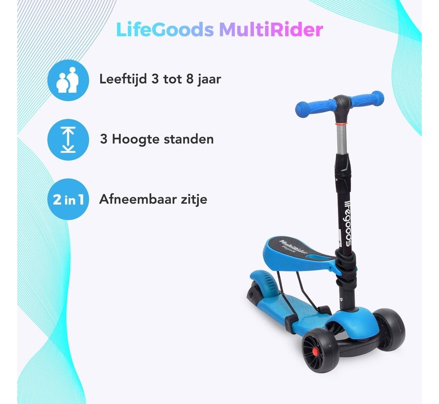 LifeGoods - Scooter pour enfants 2-8 places - Bleu