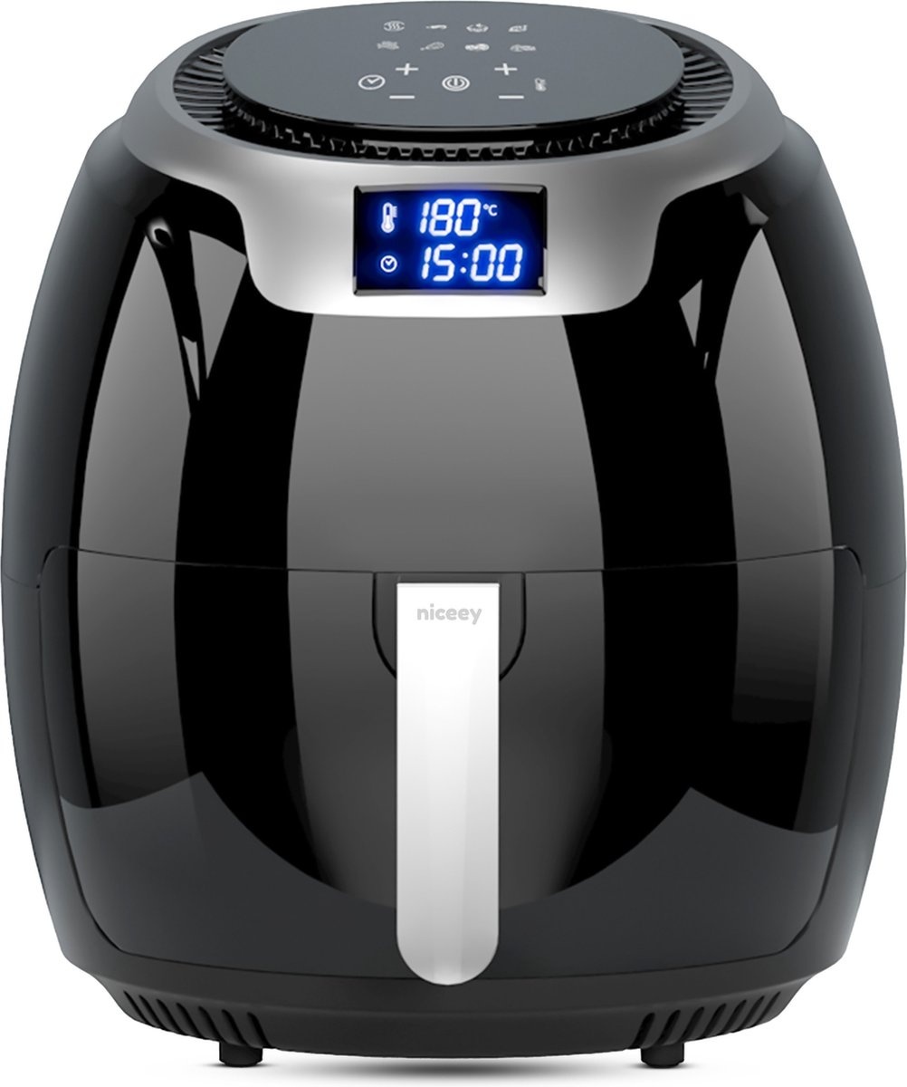Airfryer XXL - Niceey - Friteuse à air chaud - Friteuse - 8L - 1800W - Noir