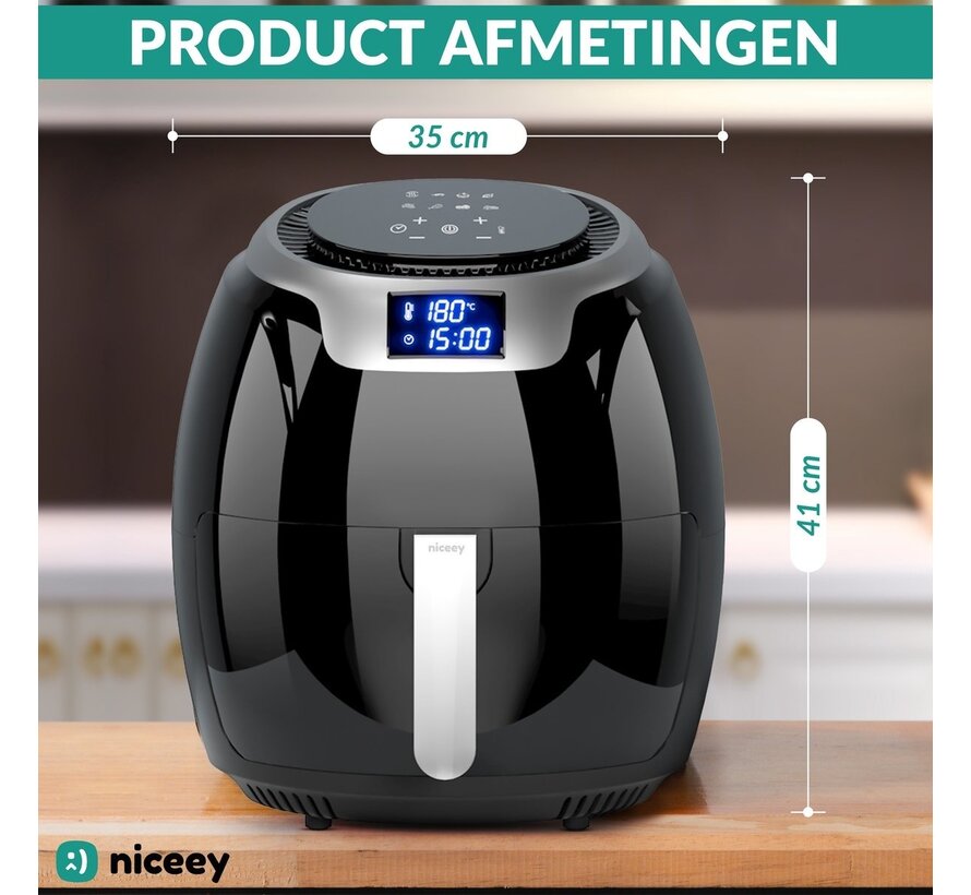 Airfryer XXL - Niceey - Friteuse à air chaud - Friteuse - 8L - 1800W - Noir