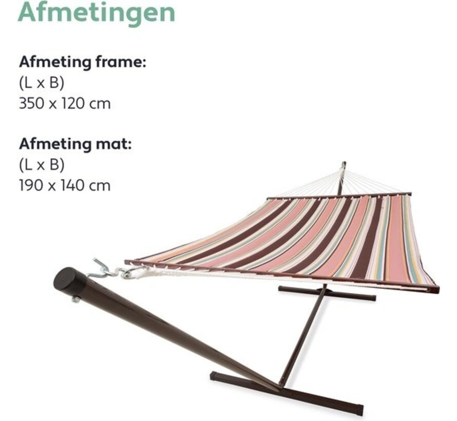 Hamac Vita5 avec support et mât d'écartement - 2 personnes - oreiller amovible - résistant aux intempéries - Moka