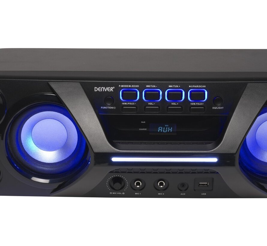 Haut-parleur Bluetooth Denver avec lumière disco et radio FM