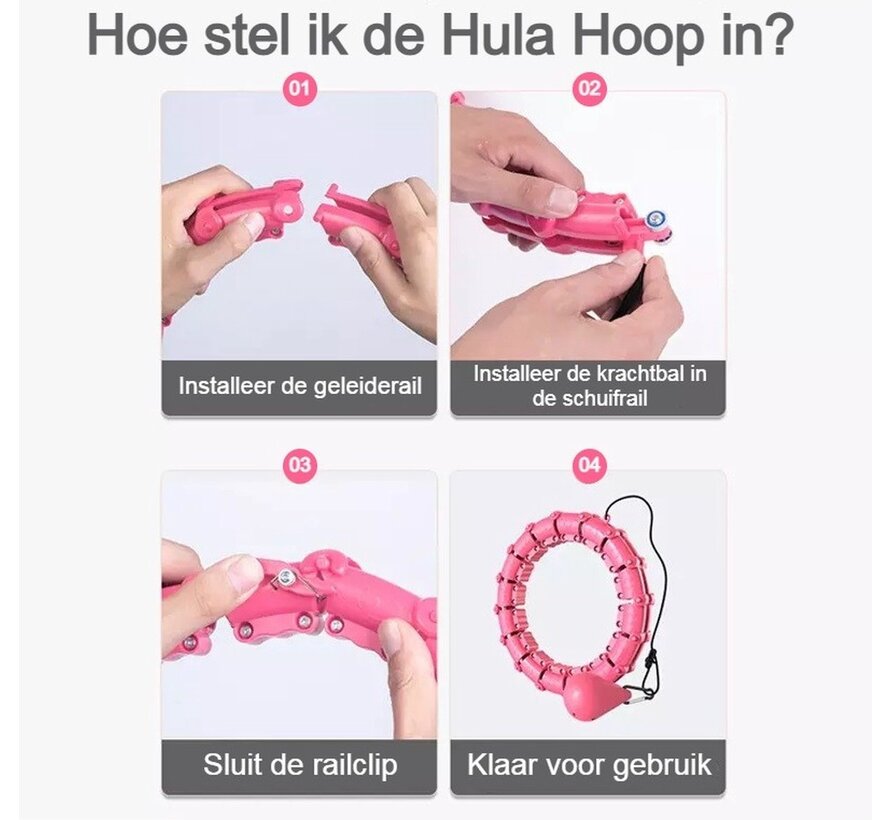 Dutch Wanted - Hula Hoop - Fitness Hoop - Avec poids - Rose - Hula hoop réglable avec poids
