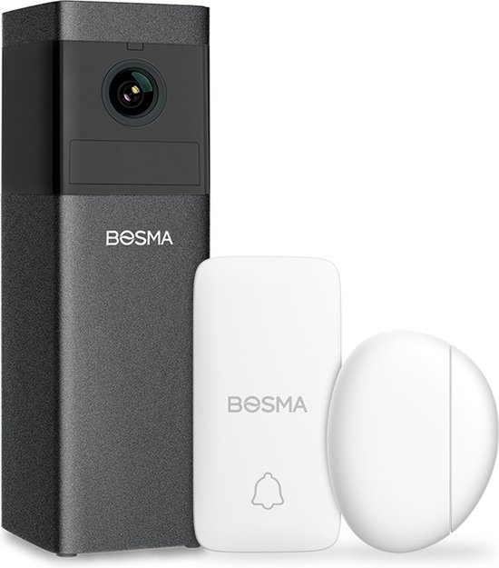 Bosma - X1-2DS - WiFi - Set de sécurité intérieur - Avec capteurs - 1080P Full HD - Angle de vue 156° - Blanc