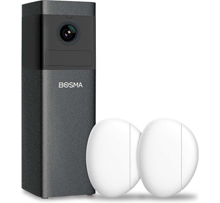 Bosma - X1-2DS - WiFi - Set de sécurité intérieur - Avec capteurs - 1080P Full HD - Angle de vue 156° - Blanc