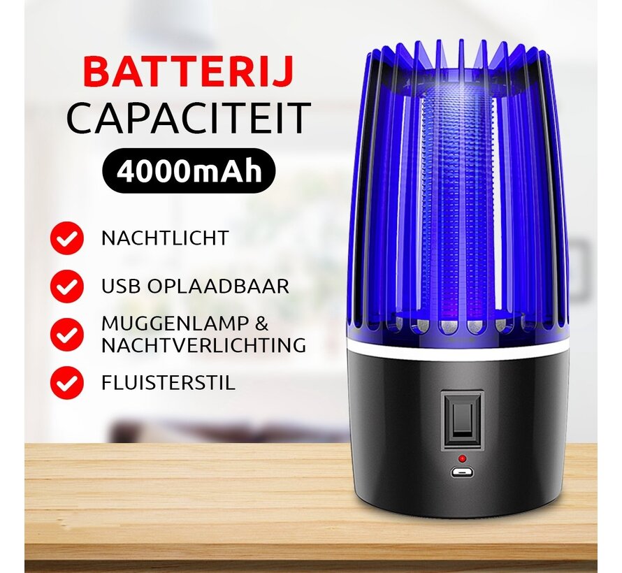 Lampe anti-moustique professionnelle AyeSense 2 en 1 - Sans fil et rechargeable - Batterie intégrée 4000mAh - Attrape-moustiques - Lampe anti-insectes - Lampe anti-moustiques UV