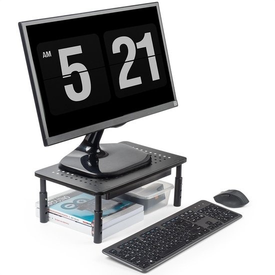 LifeGoods Support de moniteur - Réglable - 37 x 23,5 x 10 cm - Métal - Noir