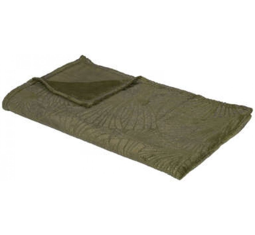 Tapis en flanelle vert kaki avec motif gaufré doré 125 x 150 cm