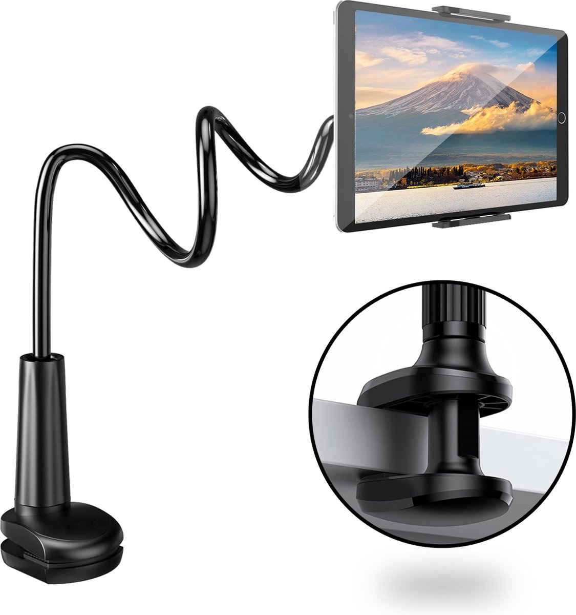Porte-tablette flexible MM Brands - Support pour smartphone universel - Trépied adapté au bureau, à la table et au lit - ipad - Téléphone - Black
