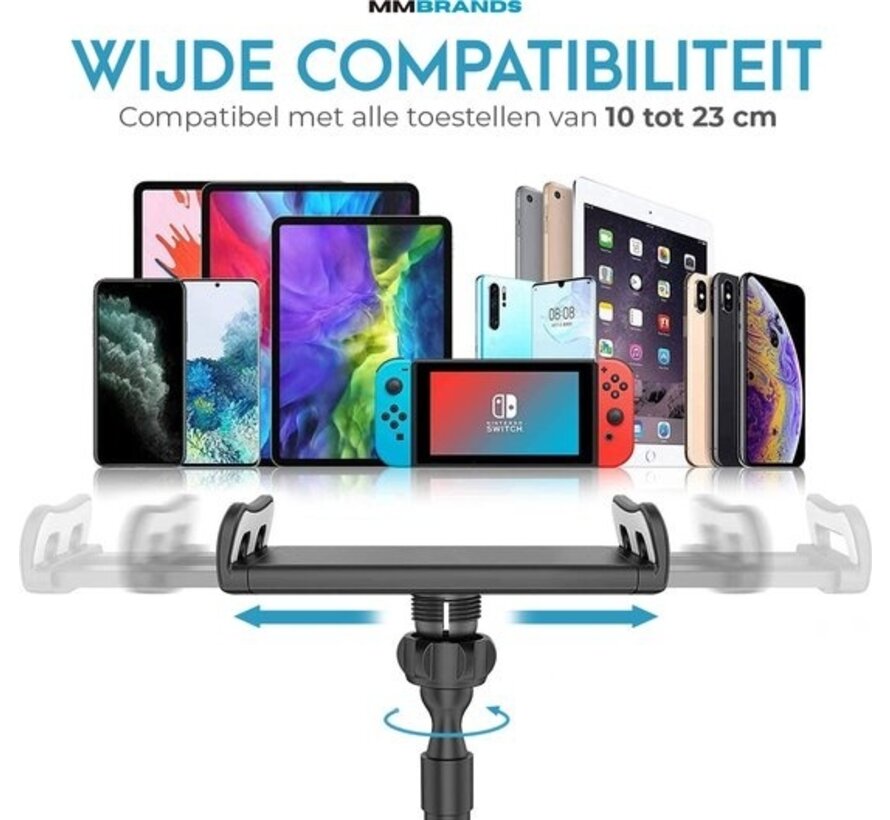 Porte-tablette flexible MM Brands - Support pour smartphone universel - Trépied adapté au bureau, à la table et au lit  - ipad - Téléphone - Black