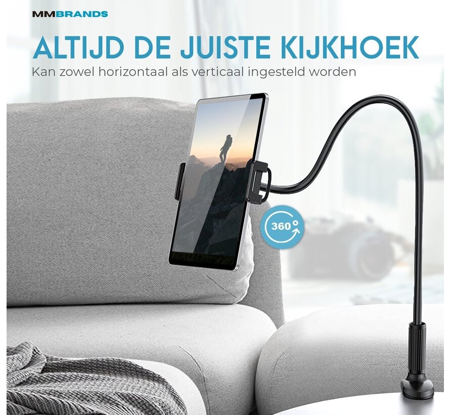 Porte-tablette flexible MM Brands - Support pour smartphone universel - Trépied adapté au bureau, à la table et au lit  - ipad - Téléphone - Black