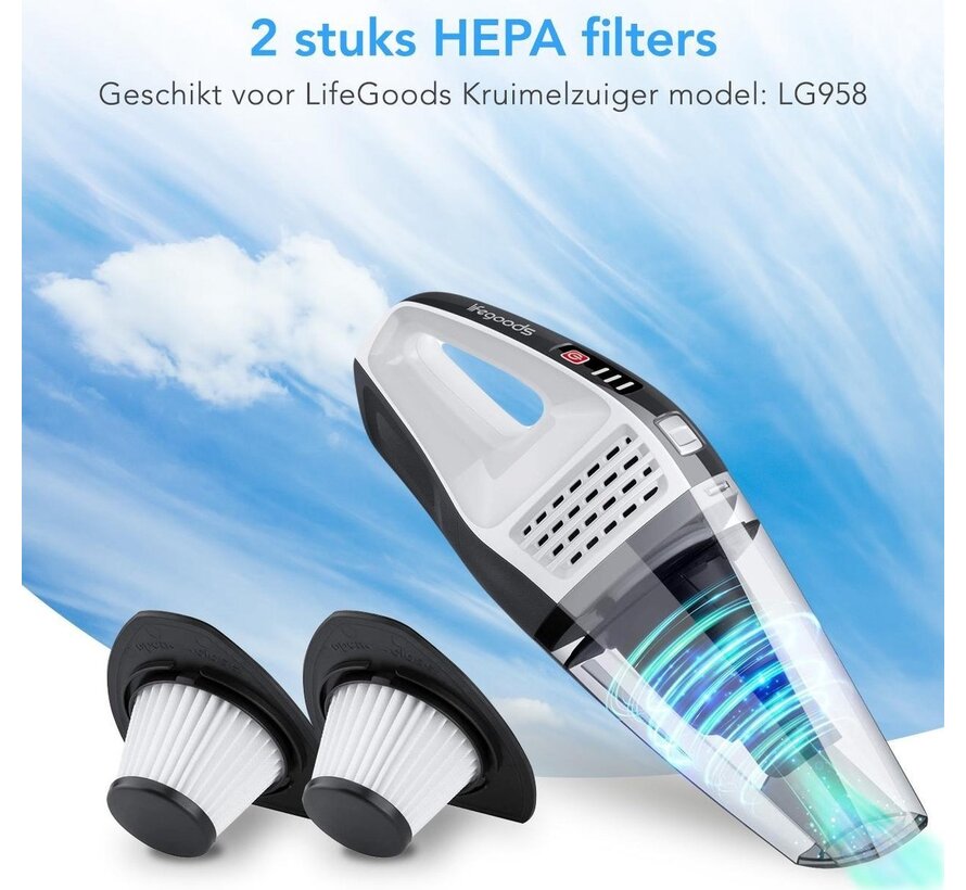 LifeGoods Handheld HEPA Filters - 2 pièces - Pour l'aspirateur à main LG958