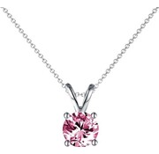 Yolora Collier pour femme Yolora avec pendentif en cristal Kalpa Camaka rose - couleur argent - plaqué or blanc 18K - emballage cadeau