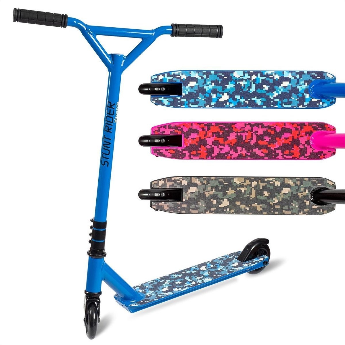 LifeGoods StuntRider - Scooter cascadeur - Étape 8+ Years - Roues 100mm - Garçons/Filles - Bleu