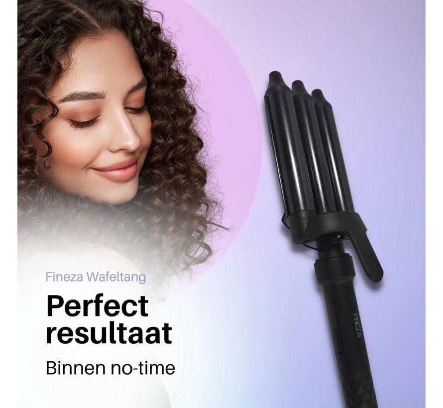 Fineza Pince à gaufres 25mm - Boucleur de cheveux en céramique avec 10 réglages de température - Noir