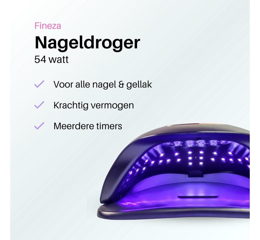 Fineza Lampe UV pour ongles en gel - Séchoir à ongles LED - Séchoir à ongles pour vernis en gel - Lampe à ongles - Noir